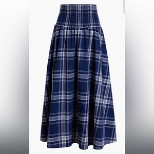 New with tags Hill House Home Delphine Nap Skirt midi length navy plaid size XS